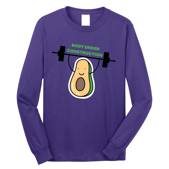 Body Under Construction Funny Motivational Workout Gym Lover Long Sleeve Shirt