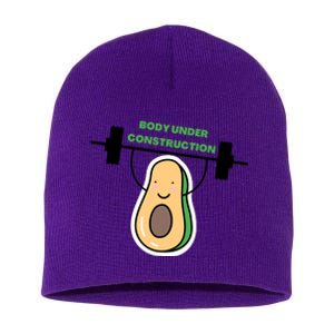 Body Under Construction Funny Motivational Workout Gym Lover Short Acrylic Beanie