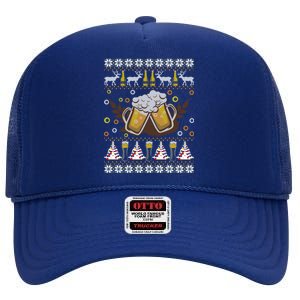 Beer Ugly Christmas Ing Funny Happy Holiday Xmas Gift Meaningful Gift High Crown Mesh Back Trucker Hat