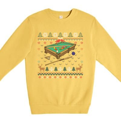 Billiards Ugly Christmas Sweater Ball Sports Player Gift Premium Crewneck Sweatshirt