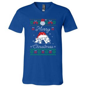 Bulldog Ugly Christmas Gift English Bulldog Lover Cute Gift V-Neck T-Shirt