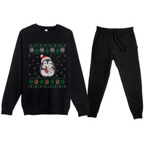 Bagpipes Ugly Christmas Sweater Penguin Xmas Family Matching Cute Gift Premium Crewneck Sweatsuit Set