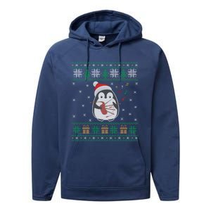 Bagpipes Ugly Christmas Sweater Penguin Xmas Family Matching Cute Gift Performance Fleece Hoodie