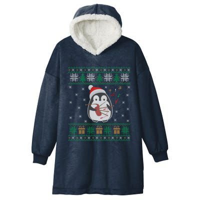 Bagpipes Ugly Christmas Sweater Penguin Xmas Family Matching Cute Gift Hooded Wearable Blanket