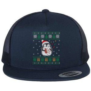 Bagpipes Ugly Christmas Sweater Penguin Xmas Family Matching Cute Gift Flat Bill Trucker Hat