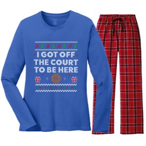 Basketball Ugly Christmas Funny Basketball Xmas Gift Women's Long Sleeve Flannel Pajama Set 