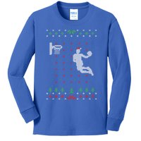 Basketball Ugly Christmas Sweater Xmas Funny Santa Dunking Cute Gift Kids Long Sleeve Shirt