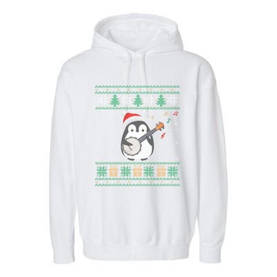 Banjo Ugly Christmas Sweater Penguin Xmas Family Matching Meaningful Gift Garment-Dyed Fleece Hoodie