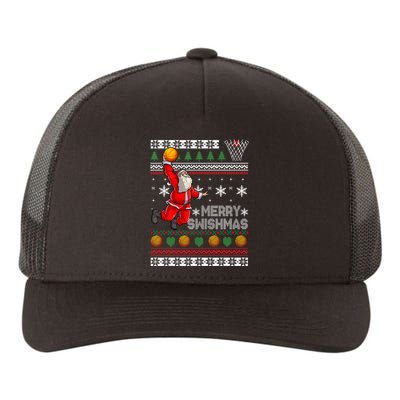 Basketball Ugly Christmas Sweater Xmas Funny Dunking Santa Yupoong Adult 5-Panel Trucker Hat