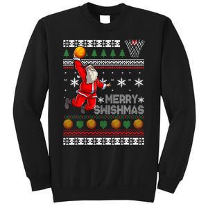 Basketball Ugly Christmas Sweater Xmas Funny Dunking Santa Sweatshirt