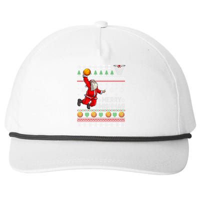 Basketball Ugly Christmas Sweater Xmas Funny Dunking Santa Snapback Five-Panel Rope Hat