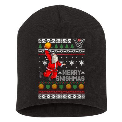 Basketball Ugly Christmas Sweater Xmas Funny Dunking Santa Short Acrylic Beanie