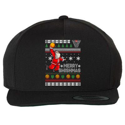 Basketball Ugly Christmas Sweater Xmas Funny Dunking Santa Wool Snapback Cap