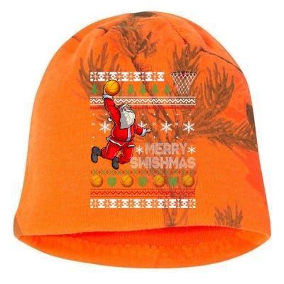 Basketball Ugly Christmas Sweater Xmas Funny Dunking Santa Kati - Camo Knit Beanie