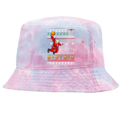 Basketball Ugly Christmas Sweater Xmas Funny Dunking Santa Tie-Dyed Bucket Hat