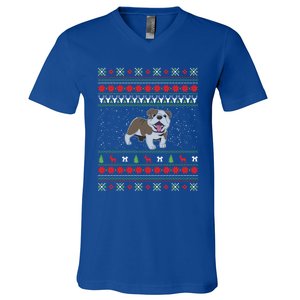 Bulldog Ugly Christmas Funny Gift Design Funny Gift V-Neck T-Shirt