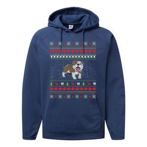 Bulldog Ugly Christmas Funny Gift Design Funny Gift Performance Fleece Hoodie