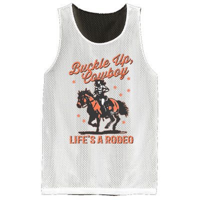 Buckle Up Cowboy LifeS A Rodeo Mesh Reversible Basketball Jersey Tank