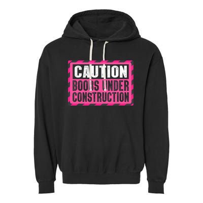 Boobs Under Construction Mastectomy Breast Cancer Warrior Garment-Dyed Fleece Hoodie