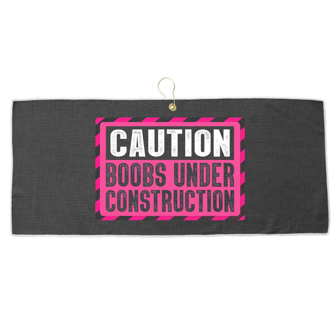 Boobs Under Construction Mastectomy Breast Cancer Warrior Large Microfiber Waffle Golf Towel