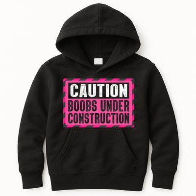 Boobs Under Construction Mastectomy Breast Cancer Warrior Kids Hoodie