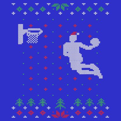 Basketball Ugly Christmas Sweater Xmas Funny Santa Dunking Gift T-Shirt