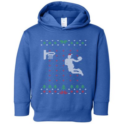 Basketball Ugly Christmas Sweater Xmas Funny Santa Dunking Gift Toddler Hoodie