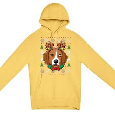 Beagle Ugly Christmas Reindeer Antlers Xmas Gift Premium Pullover Hoodie