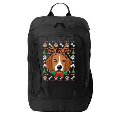 Beagle Ugly Christmas Reindeer Antlers Xmas Gift City Backpack