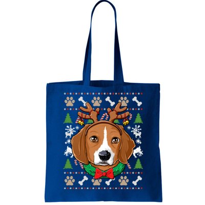 Beagle Ugly Christmas Reindeer Antlers Xmas Gift Tote Bag