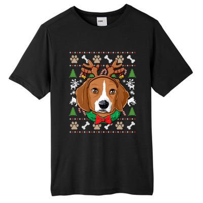 Beagle Ugly Christmas Reindeer Antlers Xmas Gift Tall Fusion ChromaSoft Performance T-Shirt