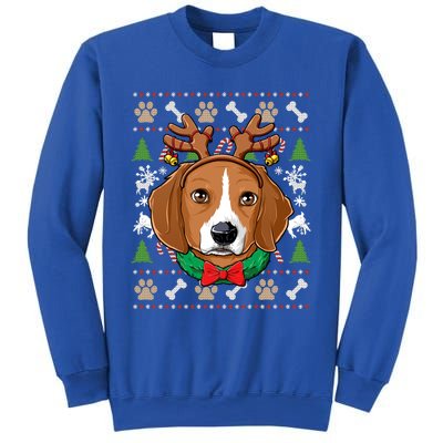 Beagle Ugly Christmas Reindeer Antlers Xmas Gift Sweatshirt