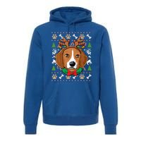 Beagle Ugly Christmas Reindeer Antlers Xmas Gift Premium Hoodie