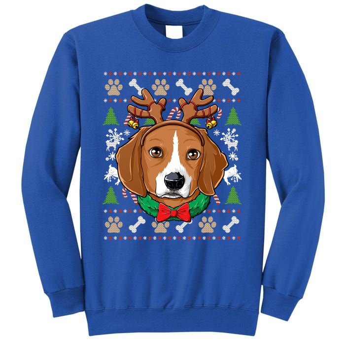 Beagle Ugly Christmas Reindeer Antlers Xmas Gift Tall Sweatshirt