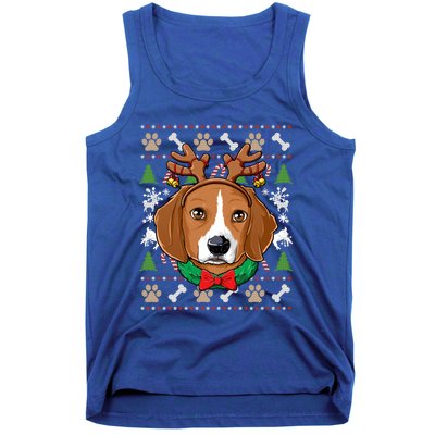 Beagle Ugly Christmas Reindeer Antlers Xmas Gift Tank Top