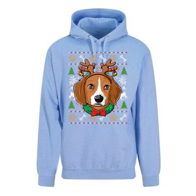 Beagle Ugly Christmas Reindeer Antlers Xmas Gift Unisex Surf Hoodie