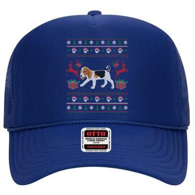 Beagle Ugly Christmas Funny Funny Gift For Dog Lover High Crown Mesh Back Trucker Hat