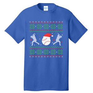 Baseball Ugly Christmas Sweater Funny Xmas Baseball Gift Tall T-Shirt