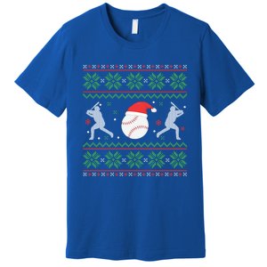 Baseball Ugly Christmas Sweater Funny Xmas Baseball Gift Premium T-Shirt