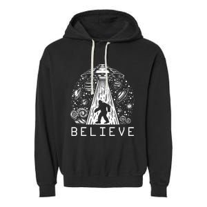 Bigfoot Ufo Conspiracy Theory Alien Physics Garment-Dyed Fleece Hoodie