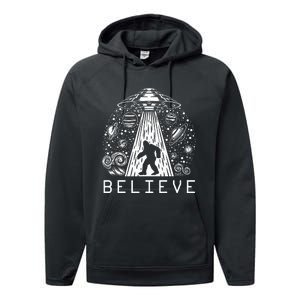 Bigfoot Ufo Conspiracy Theory Alien Physics Performance Fleece Hoodie