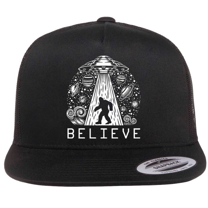 Bigfoot Ufo Conspiracy Theory Alien Physics Flat Bill Trucker Hat