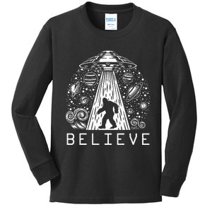 Bigfoot Ufo Conspiracy Theory Alien Physics Kids Long Sleeve Shirt