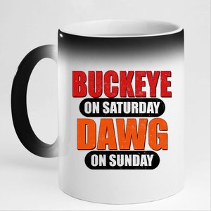 Buckeye On Saturday Dawg On Sunday 11oz Black Color Changing Mug