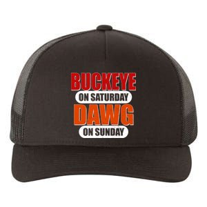 Buckeye On Saturday Dawg On Sunday Yupoong Adult 5-Panel Trucker Hat