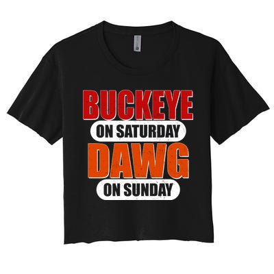 Buckeye On Saturday Dawg On Sunday Women's Crop Top Tee