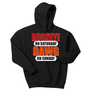 Buckeye On Saturday Dawg On Sunday Kids Hoodie