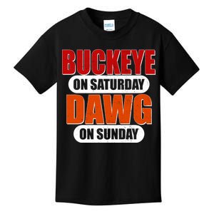 Buckeye On Saturday Dawg On Sunday Kids T-Shirt