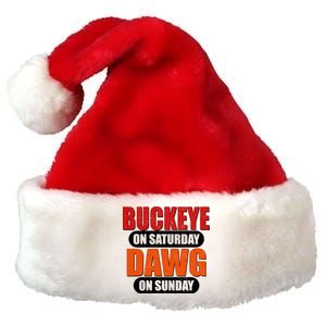 Buckeye On Saturday Dawg On Sunday Premium Christmas Santa Hat