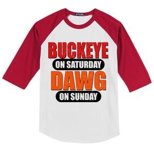 Buckeye On Saturday Dawg On Sunday Kids Colorblock Raglan Jersey